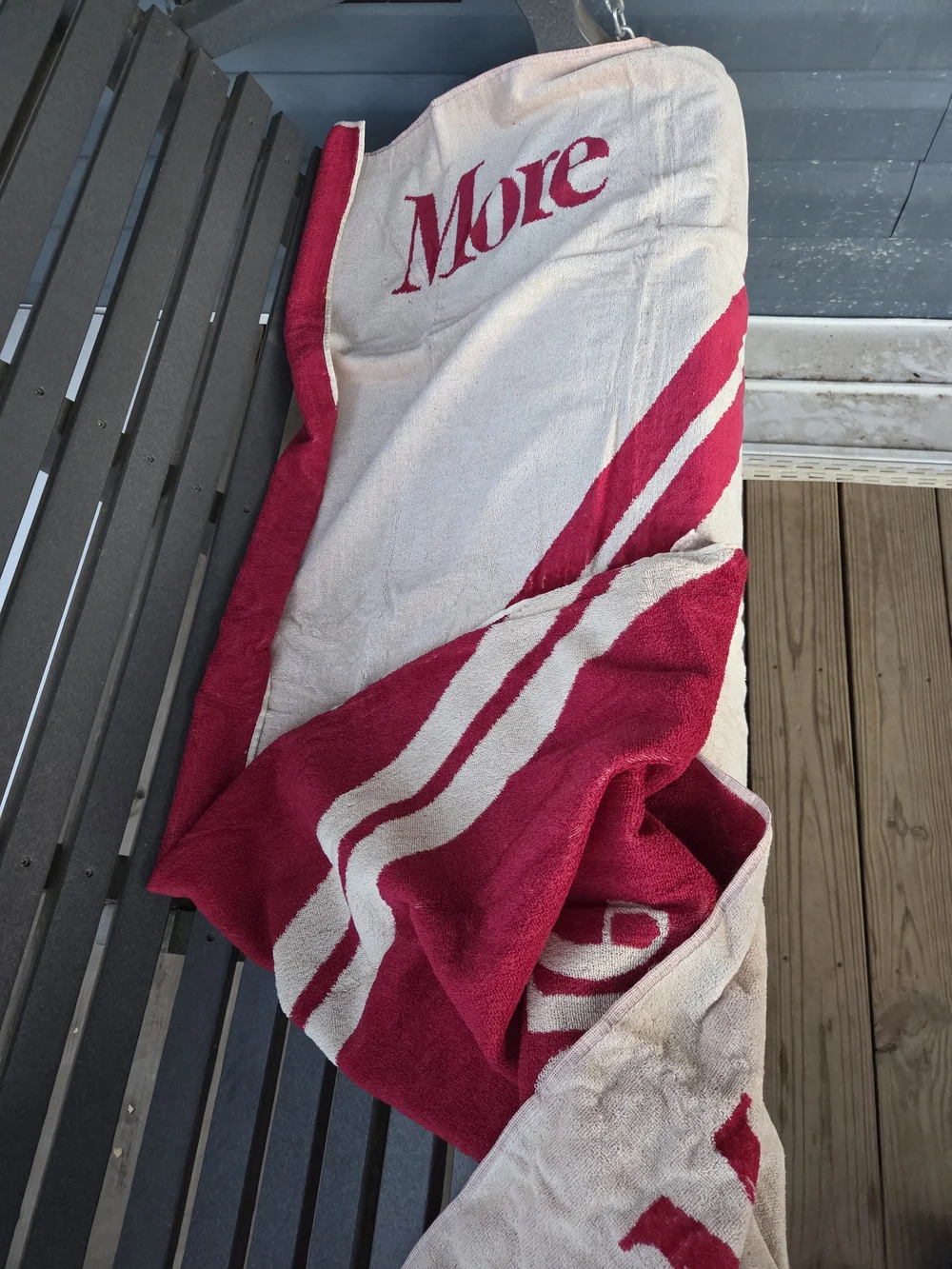 Vintage 'More' Logo Beach Towel in Cream and Red